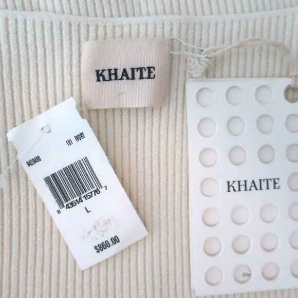 Khaite Ista Ribbed Corset Top Ivory Stretch Knit Size Large NEW - Picture 6 of 7
